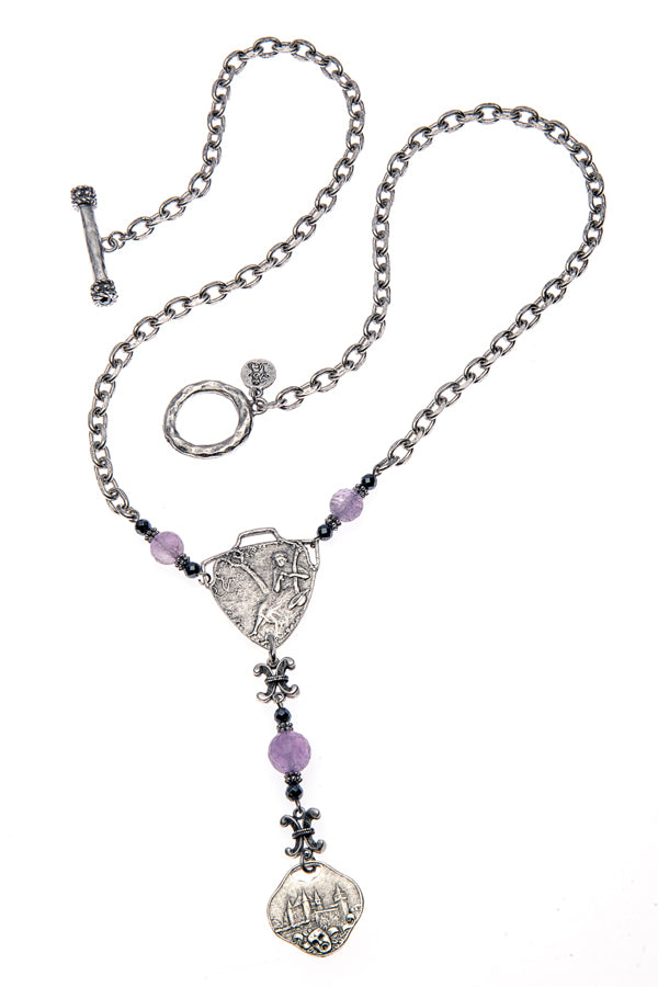 Amethyst & Silver Mix with Bonheur Medallion with Concours Dramatique Pendant