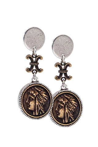 Aphrodite Medallion Silver & Brass Ox Long Chandelier