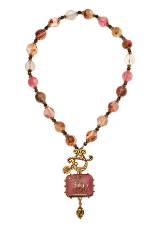 Cherry Quartz Intaglio Necklace