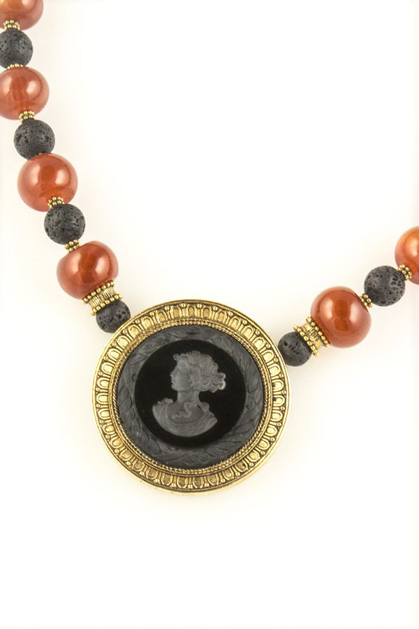 Athena Red Agate and Lava Stone Necklace
