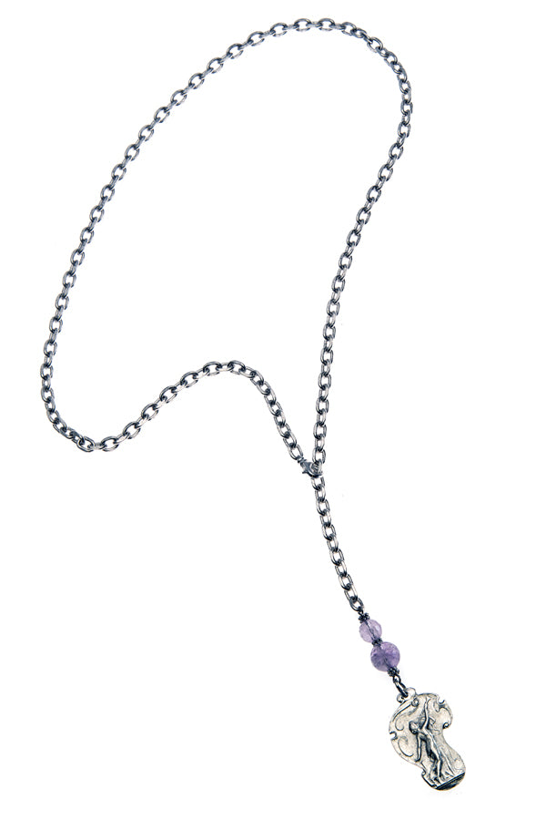 Silver and Amethyst Adjustable Clasp Lariat