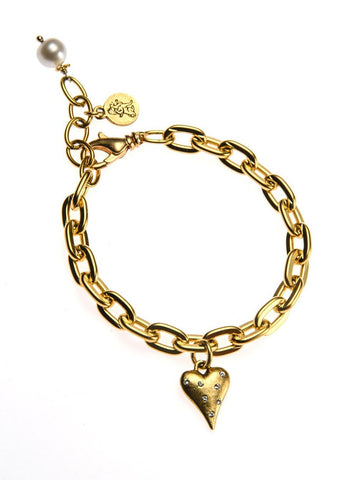 1 Fingerprint charm bracelet - small link chain with heart crystal