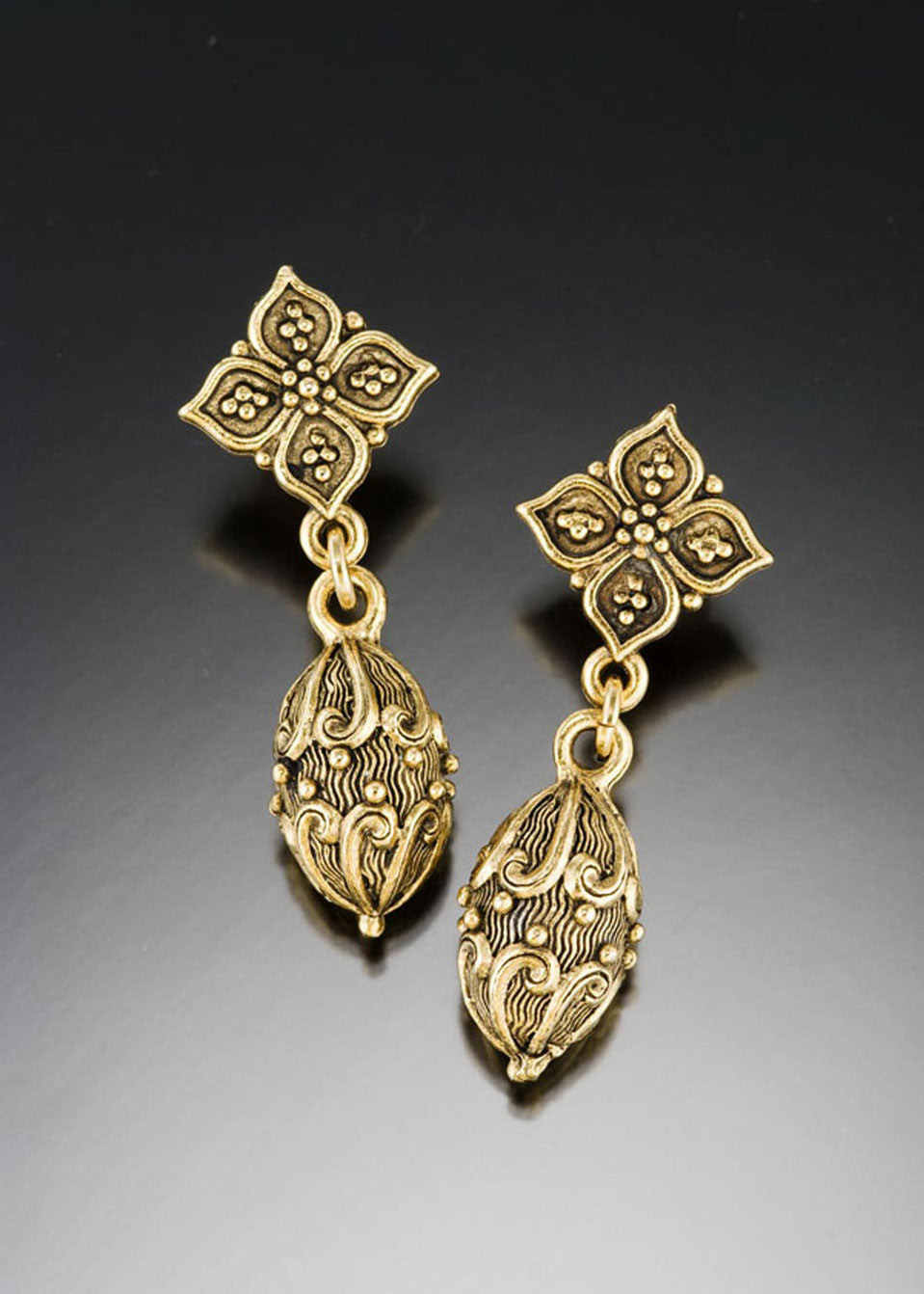Ruby Chandbali Earrings In Antique Gold Tone