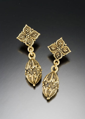 c. 1820-50 Sicilian Gold Pendant Earrings — Heart of Hearts Jewels
