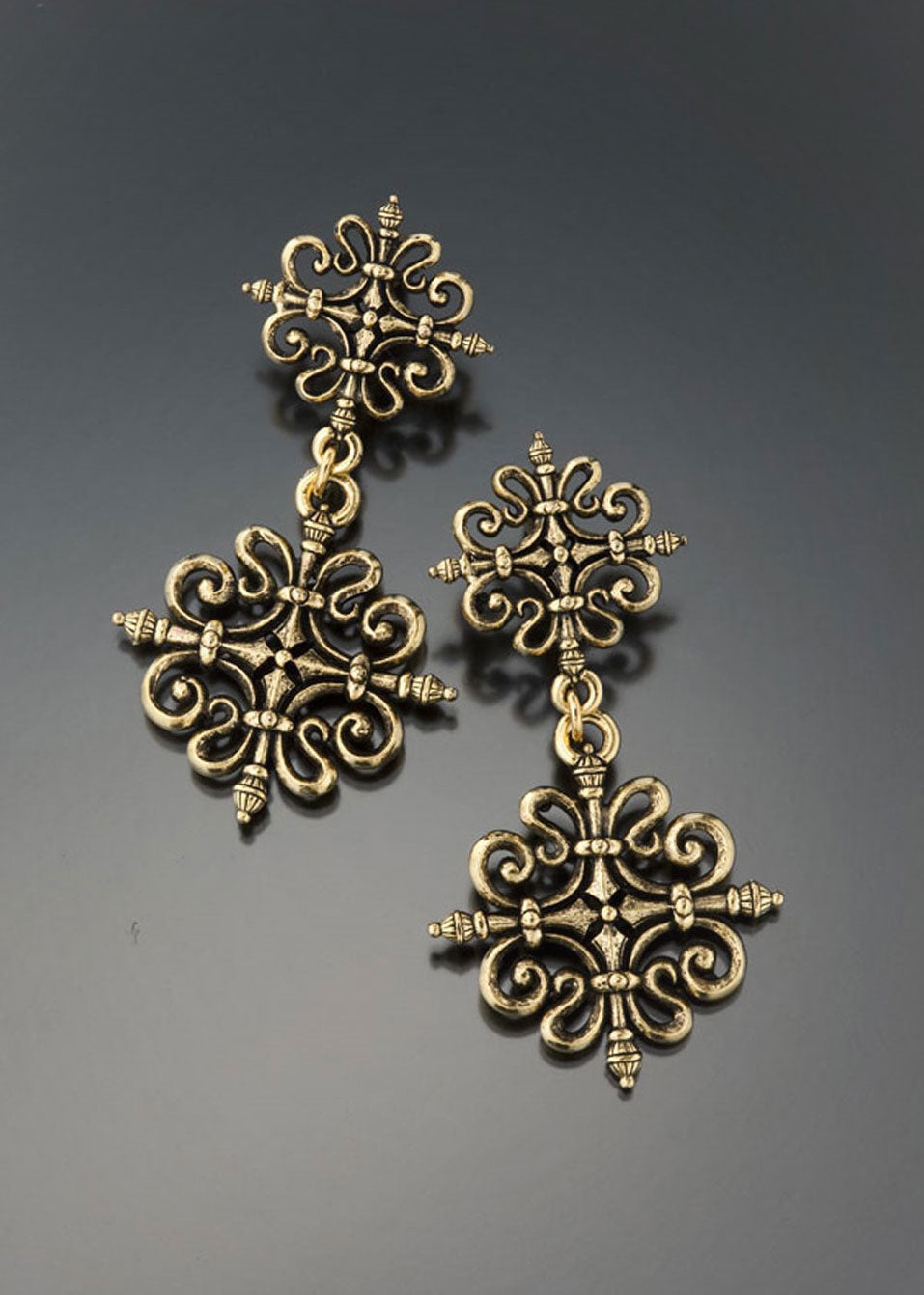 Baroque Medallion Drop Earring