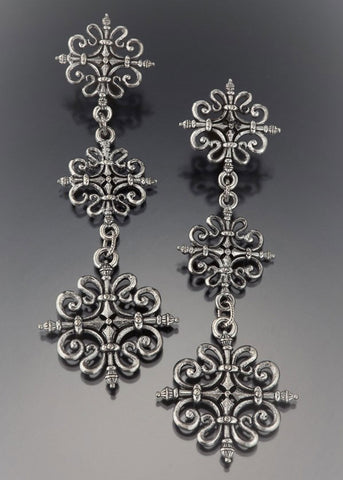 Silver Baroque Medallion Linear Chandelier