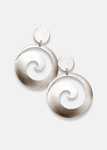 Silver Modern Pinwheel Disc Earring