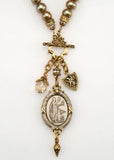 Neutral Pearl & Cameo Charm Necklace