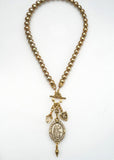 Neutral Pearl & Cameo Charm Necklace